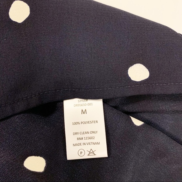 Nordstrom Long Sleeve Navy Polka Dot Mini Dress M - Picture 10 of 10
